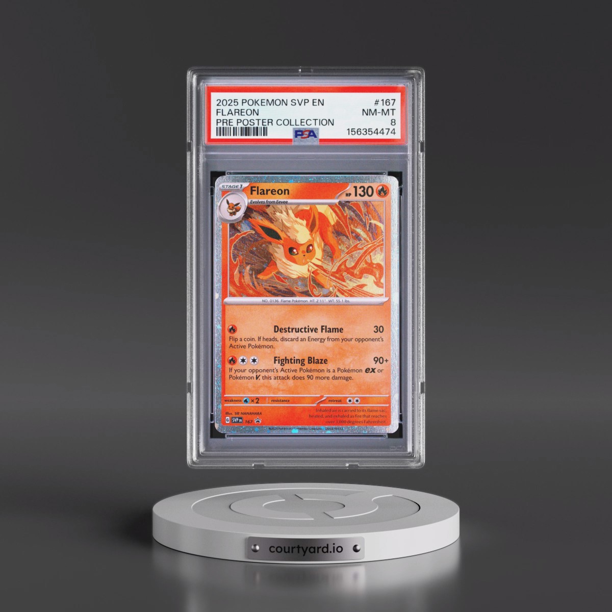 2025 Pokémon Svp EN-SV Black Star Promo Flareon - Prismatic Evolutions Poster Collection #167 PSA 8