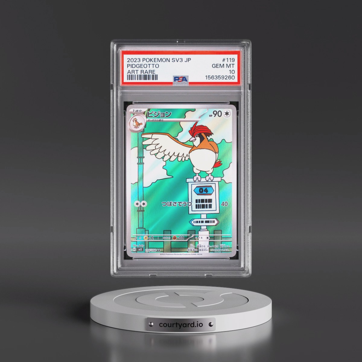2023 Pokémon SV3-Ruler of the Black Flame #119 Pidgeotto - Art Rare (PSA 10 GEM MINT)
