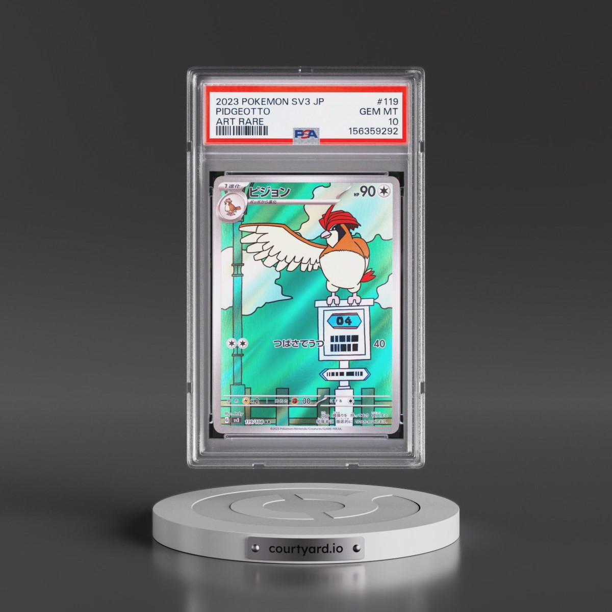 2023 Pokémon SV3-Ruler of the Black Flame Pidgeotto - Art Rare #119 PSA 10