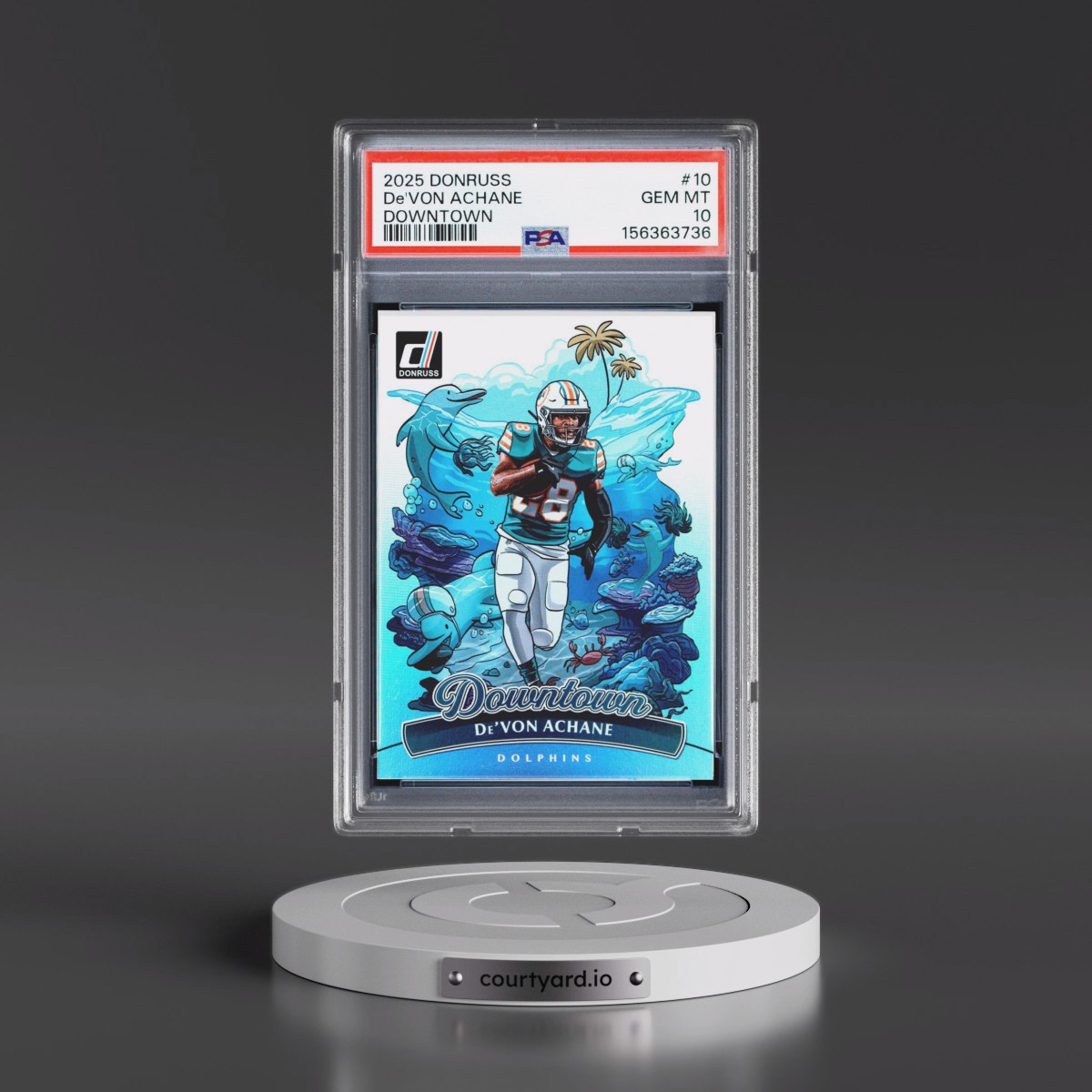 2025 Panini Donruss Downtown #10 DE'Von Achane (PSA 10 GEM MINT)