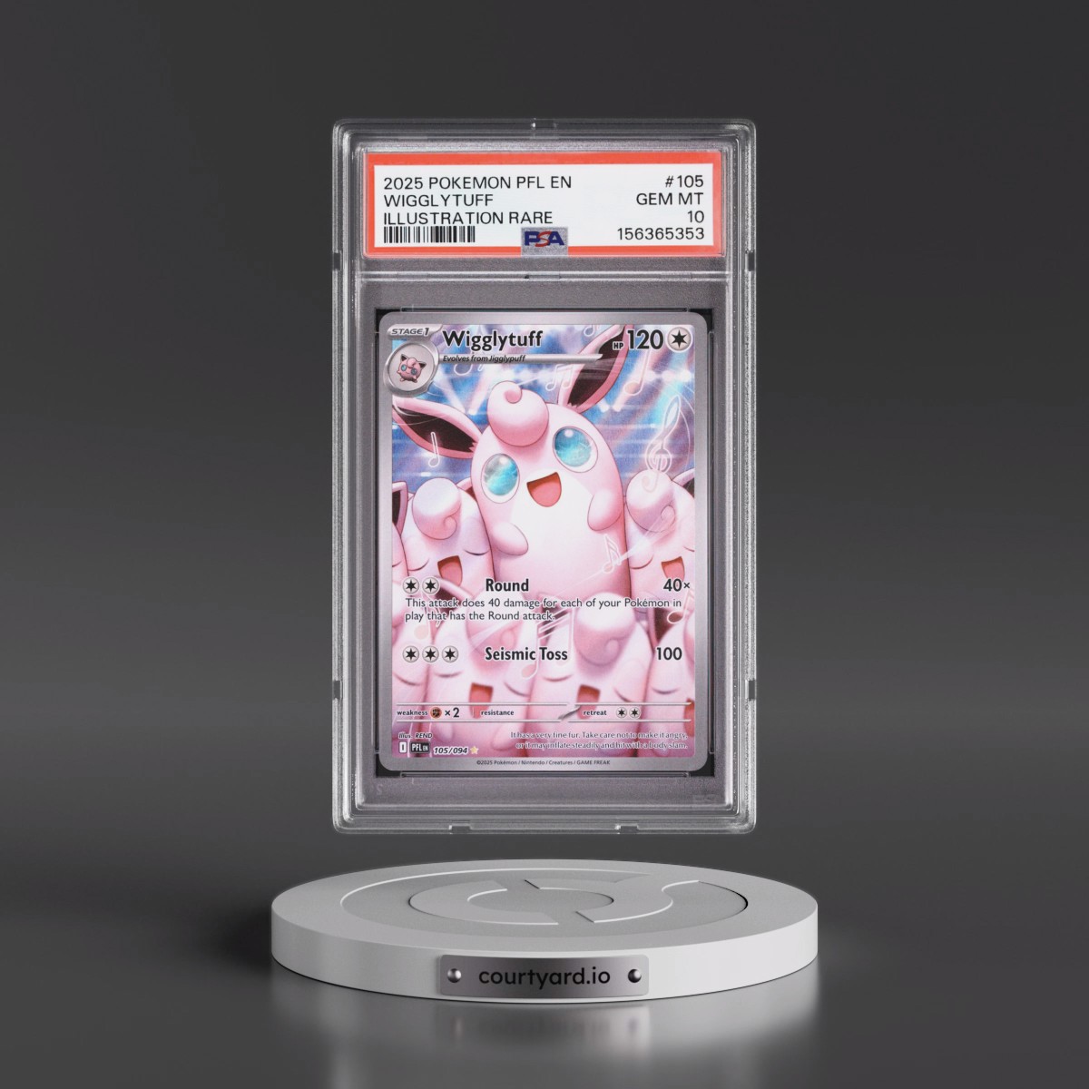 2025 Pokémon Pfl EN-Phantasmal Flames #105 Wigglytuff - Illustration Rare (PSA 10 GEM MINT)