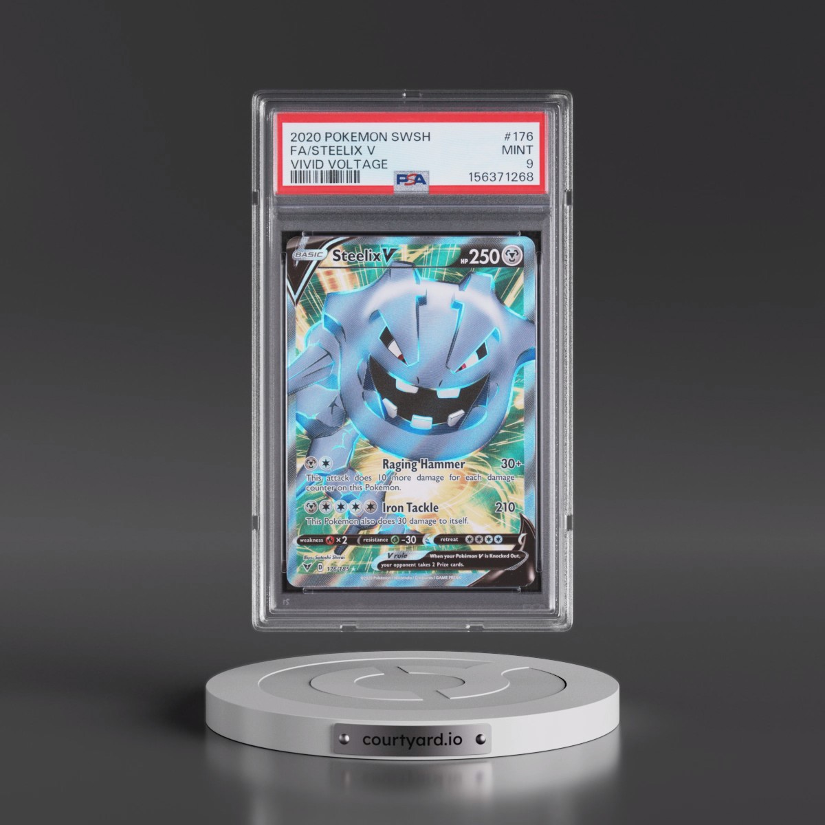 2020 Pokémon Sword & Shield Vivid Voltage #176 Steelix V - Holo Full Art (PSA 9 MINT)