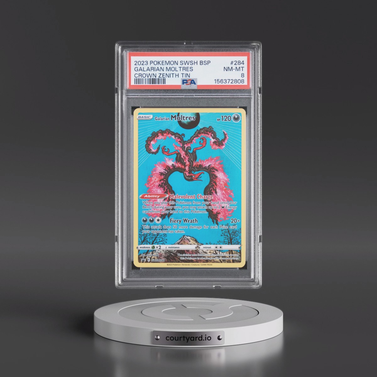 2023 Pokémon Swsh Black Star Promo #284 Galarian Moltres - Crown Zenith Tin (PSA 8 NM-MT)