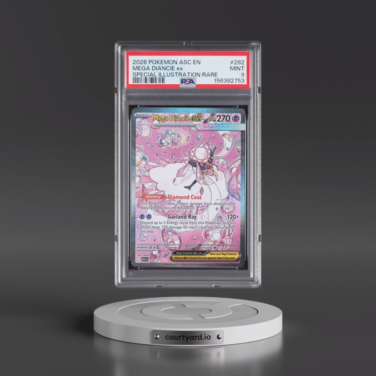 2026 Pokémon Asc EN-Ascended Heroes #282 Mega Diancie EX - Holo Special Illustration Rare (PSA 9 MINT)