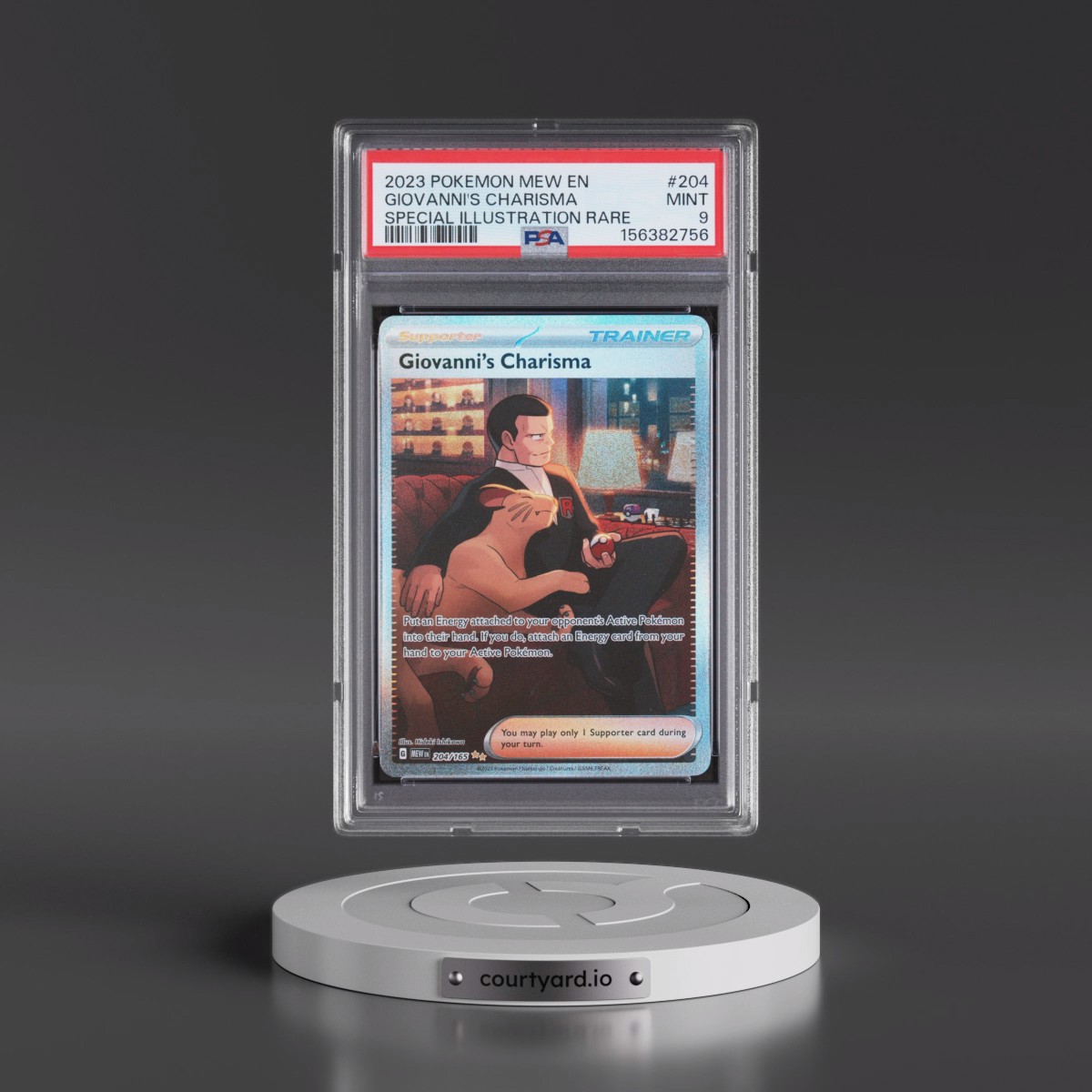 2023 Pokémon Mew EN-151 #204 Giovanni's Charisma - Special Illustration Rare (PSA 9 MINT)