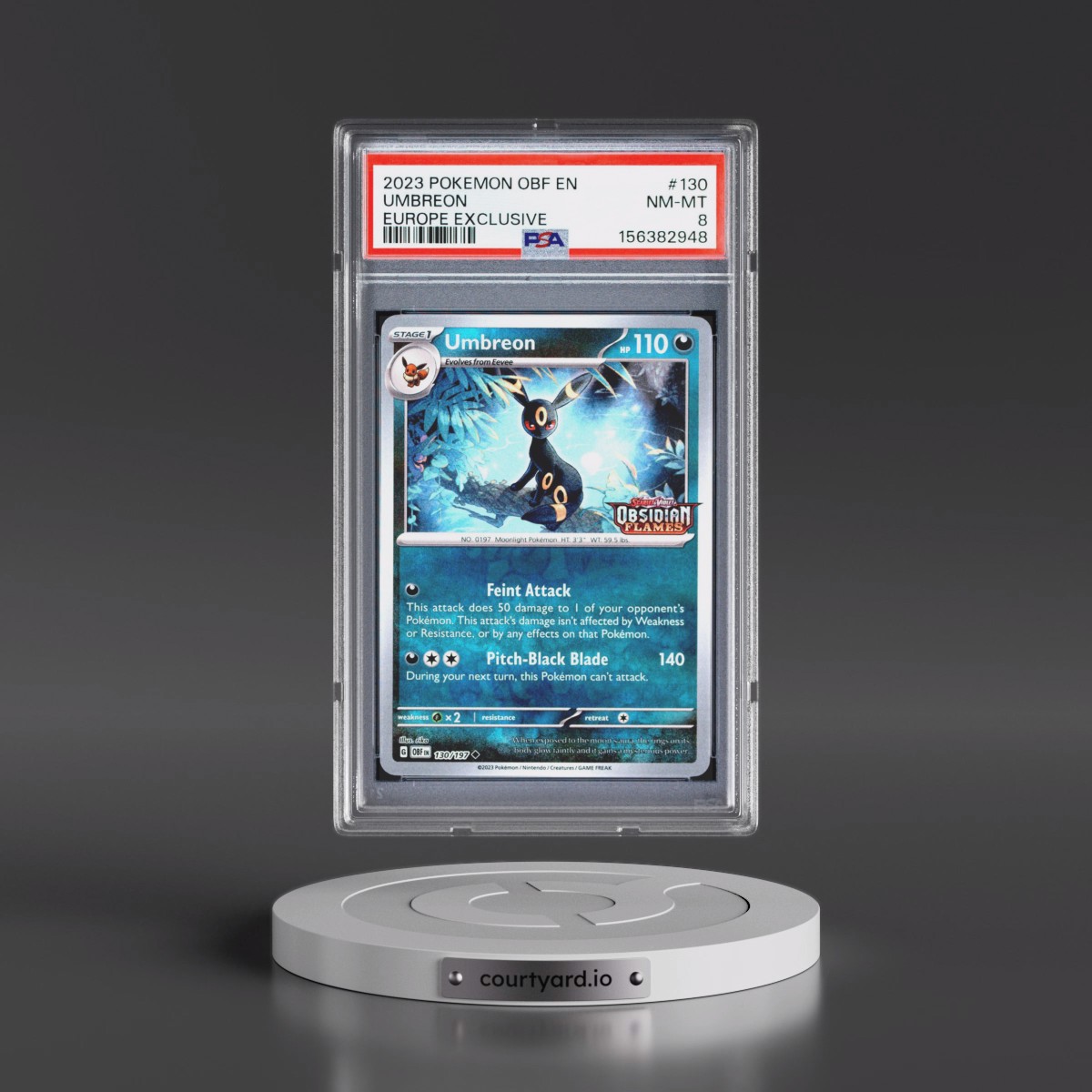 2023 Pokémon Obf EN-Obsidian Flames #130 Umbreon - Europe Exclusive (PSA 8 NM-MT)