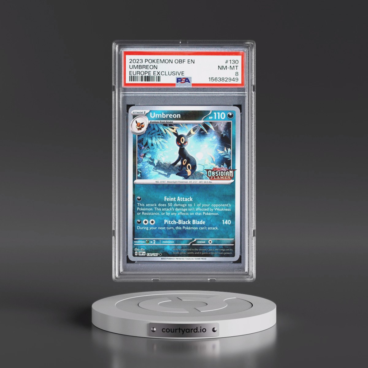 2023 Pokémon Obf EN-Obsidian Flames #130 Umbreon - Europe Exclusive (PSA 8 NM-MT)