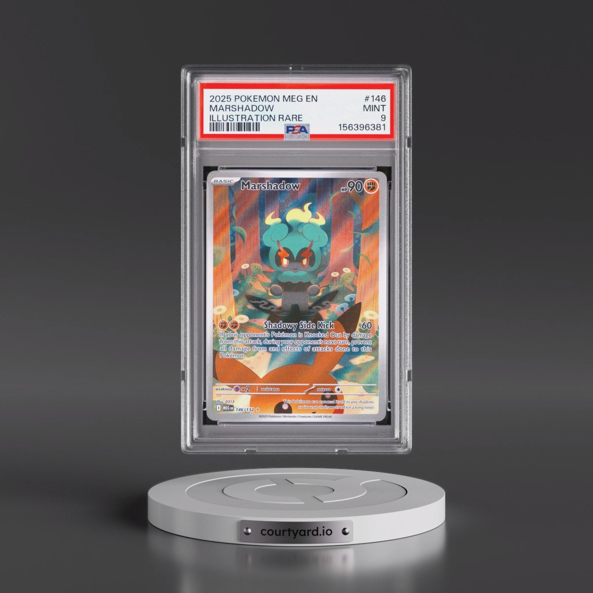 2025 Pokémon Meg EN-Mega Evolution #146 Marshadow - Illustration Rare (PSA 9 MINT)