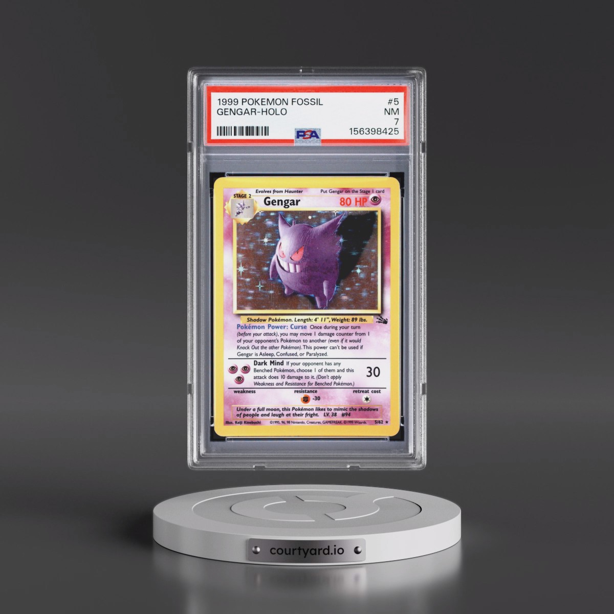 1999 Pokémon Fossil #5 Gengar - Holo (PSA 7 NM)