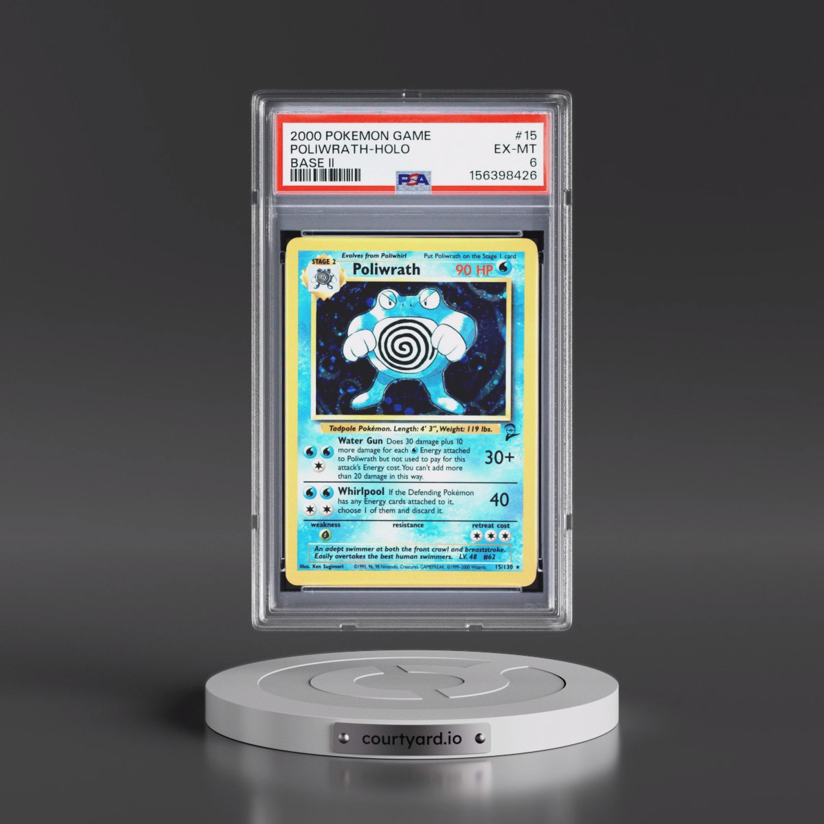 2000 Pokémon Game Base II #15 Poliwrath - Holo (PSA 6 EX-MT)