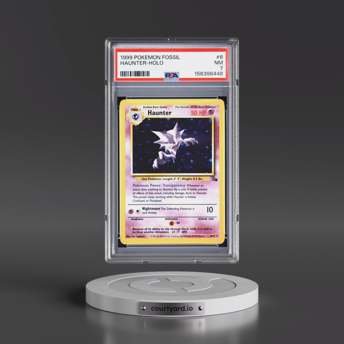 1999 Pokémon Fossil #6 Haunter - Holo (PSA 7 NM)