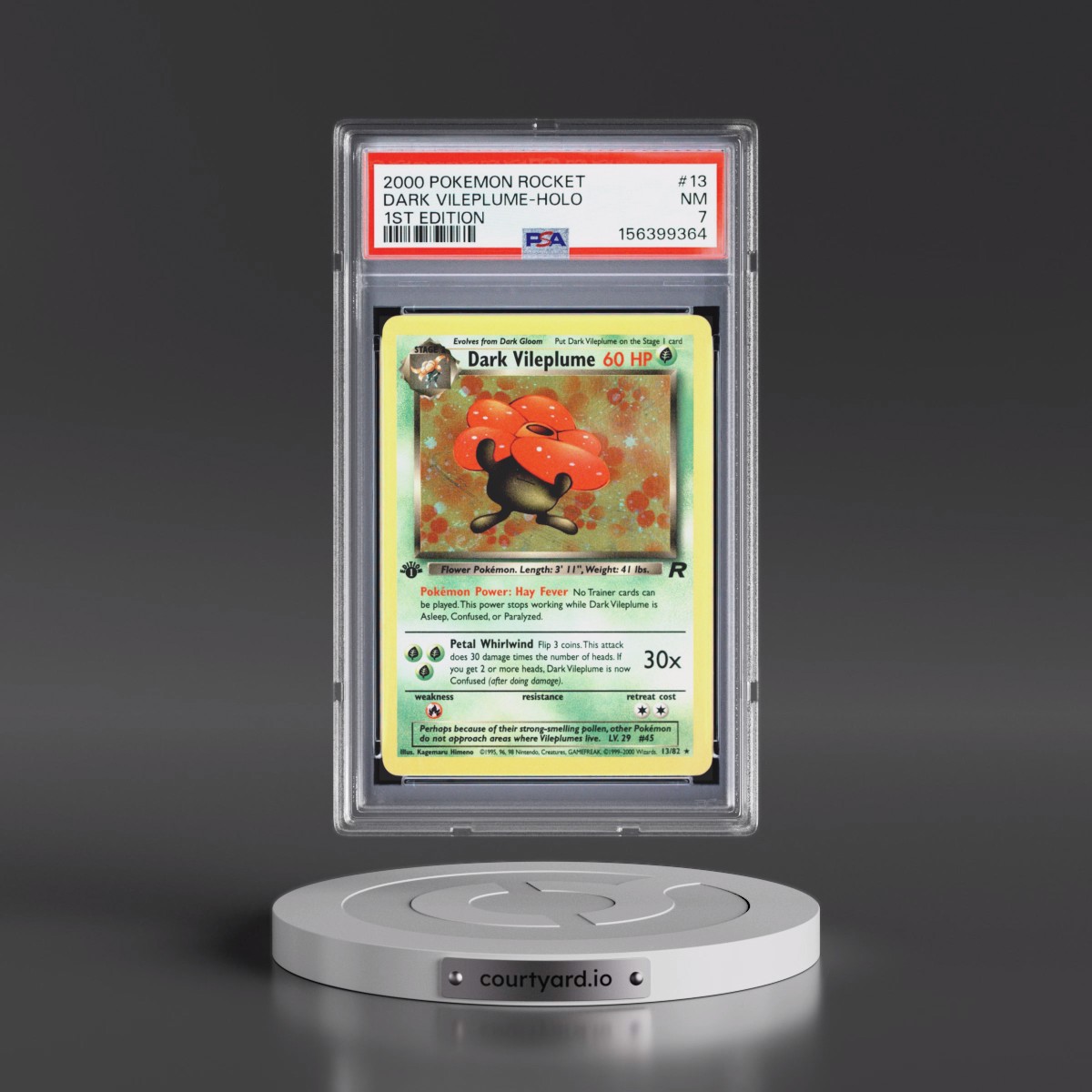 2000 Pokémon Rocket #13 Dark Vileplume - 1st Edition Holo (PSA 7 NM)