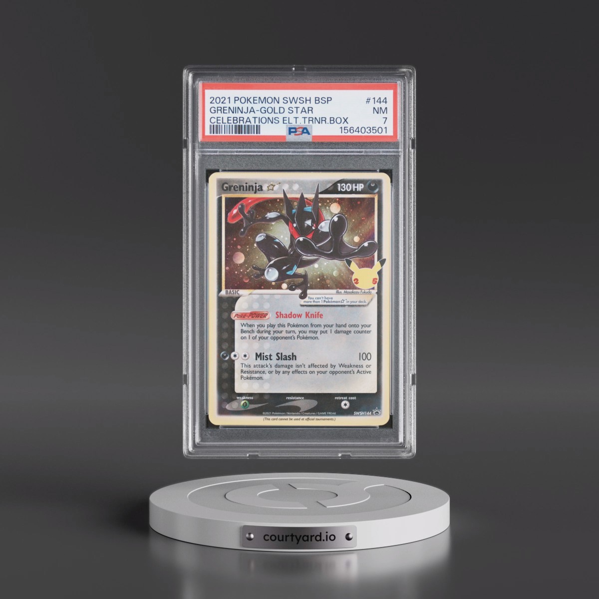 2021 Pokémon Swsh Black Star Promo #144 Greninja-Gold Star - Celebrations Elite Trainer Box (PSA 7 NM)