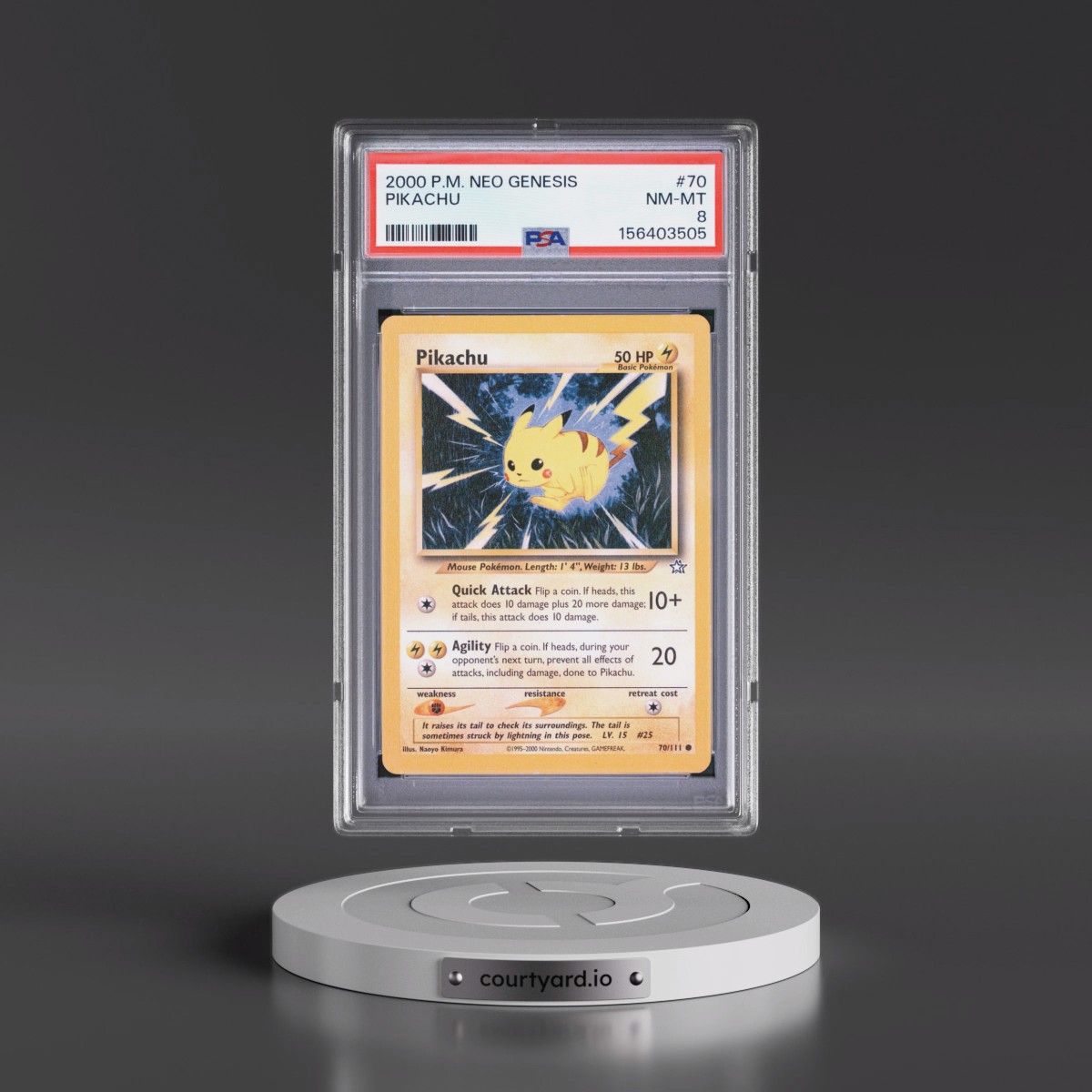 2000 Pokémon Neo Genesis #70 Pikachu (PSA 8 NM-MT)