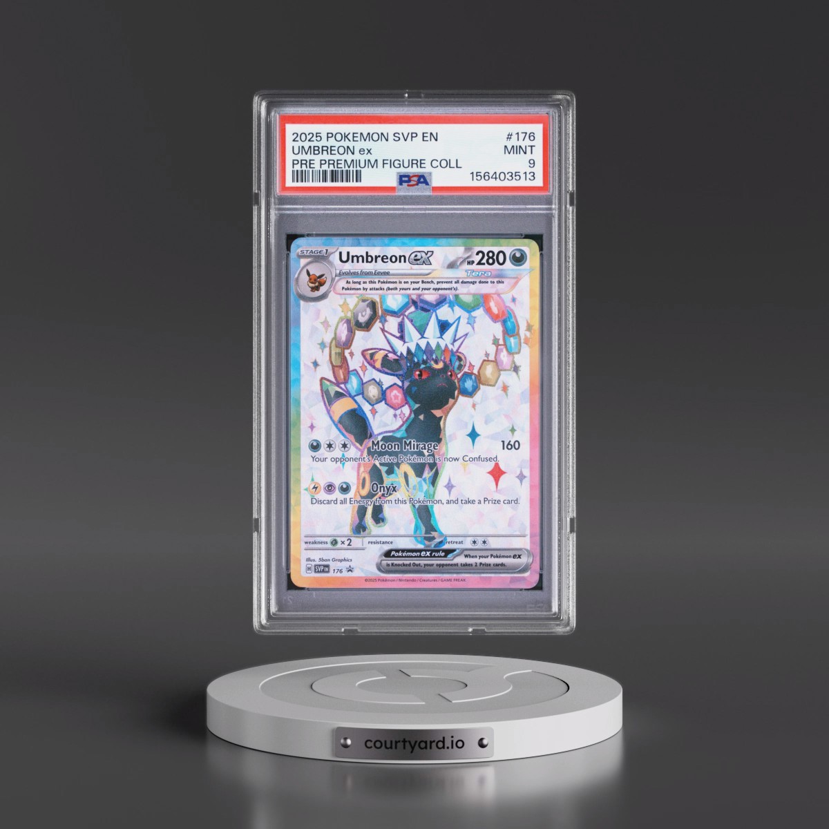 2025 Pokémon Svp EN-SV Black Star Promo #176 Umbreon EX - Holo Prismatic Evolutions Premium Figure Collection (PSA 9 MINT)