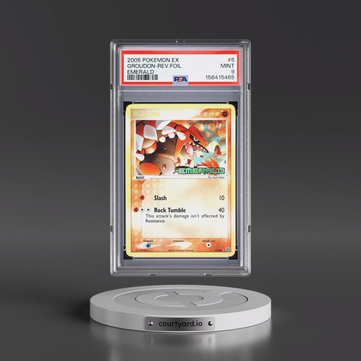 2005 Pokémon EX Emerald #5 Groudon - Reverse Foil (PSA 9 MINT)