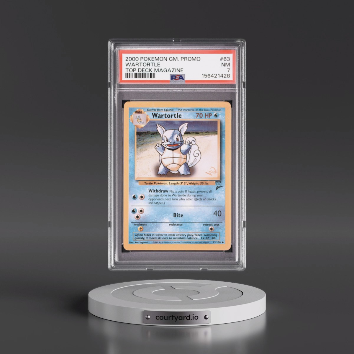 2000 Pokémon Game Promo #63 Wartortle - Top Deck Magazine (PSA 7 NM)