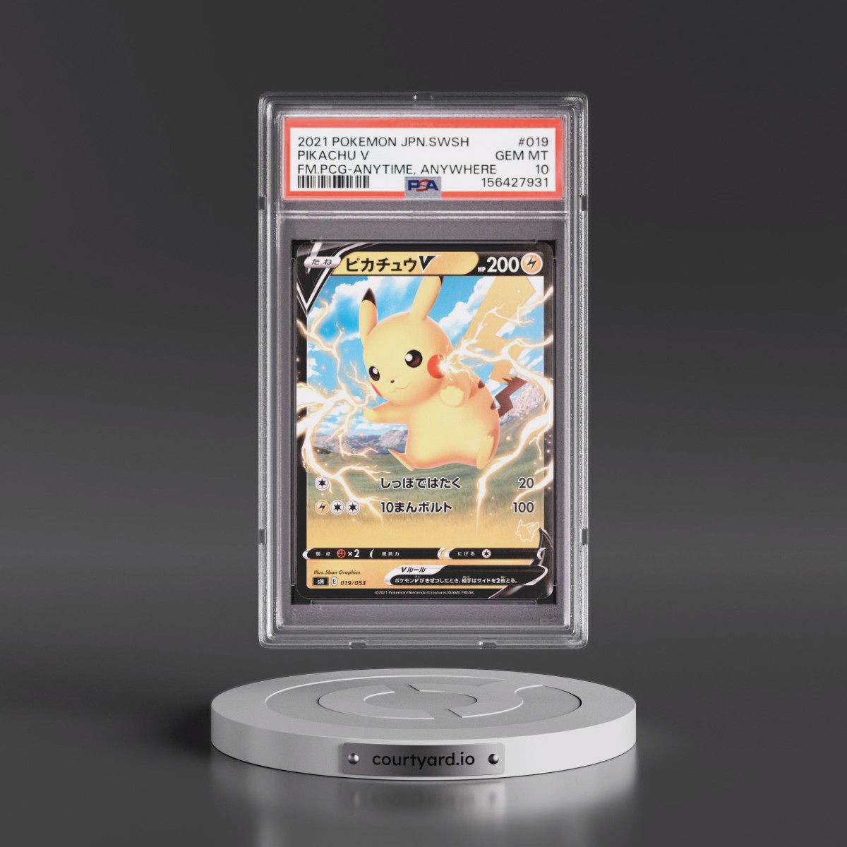2021 Pokémon Sword & Shield Family Pokémon Card Game #019 Pikachu V - Holo Anytime, Anywhere (PSA 10 GEM MINT)