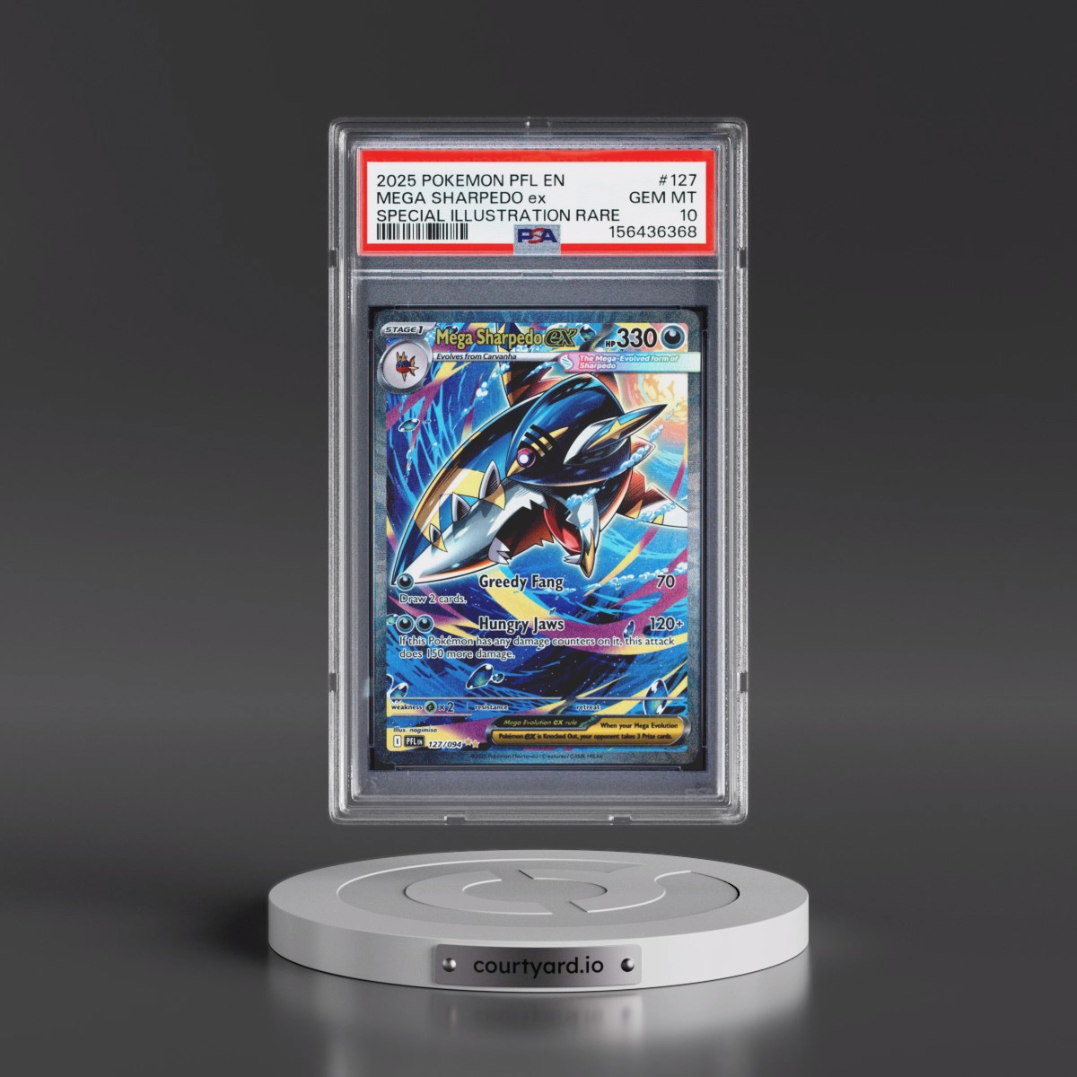 2025 Pokémon Pfl EN-Phantasmal Flames #127 Mega Sharpedo EX - Holo Special Illustration Rare (PSA 10 GEM MINT)