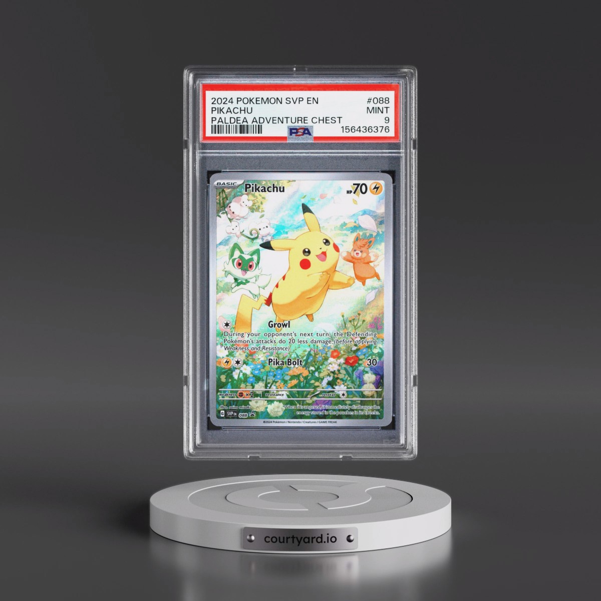 2024 Pokémon Svp EN-SV Black Star Promo #088 Pikachu - Paldea Adventure Chest (PSA 9 MINT)