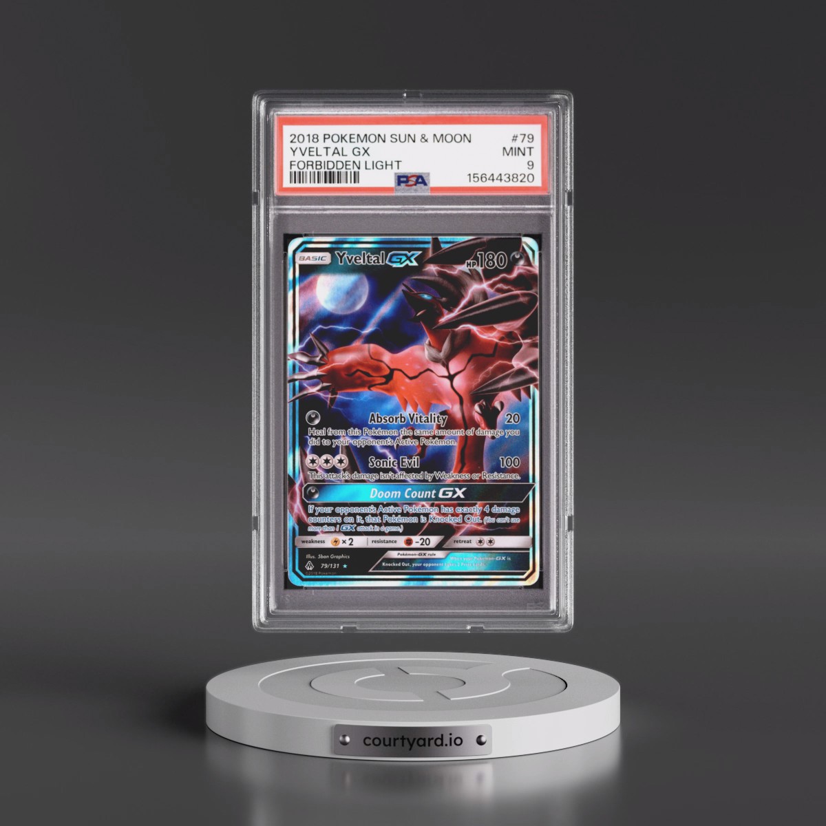 2018 Pokémon Sun & Moon Forbidden Light #79 Yveltal GX - Holo (PSA 9 MINT)