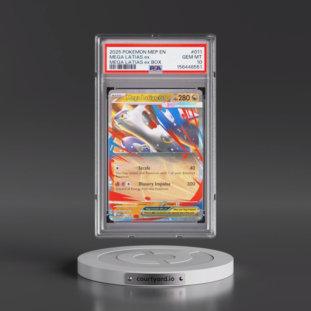 2025 Pokémon Mep EN-Me Black Star Promo #011 Mega Latias EX - Holo Mega Latias EX Box (PSA 10 GEM MINT)
