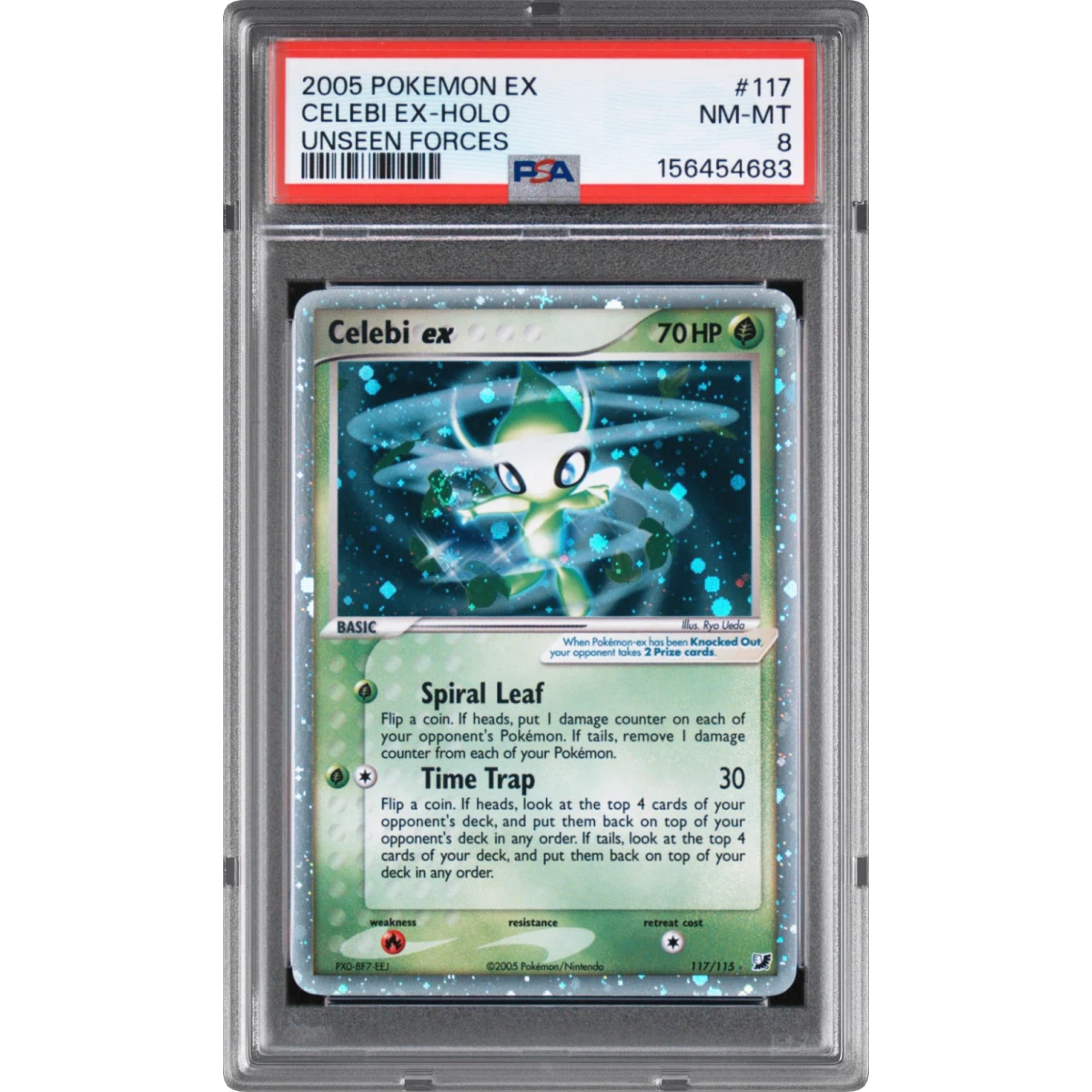 2005 Pokémon EX Unseen Forces #117 Celebi EX - Holo Holo (PSA 8 NM-MT)