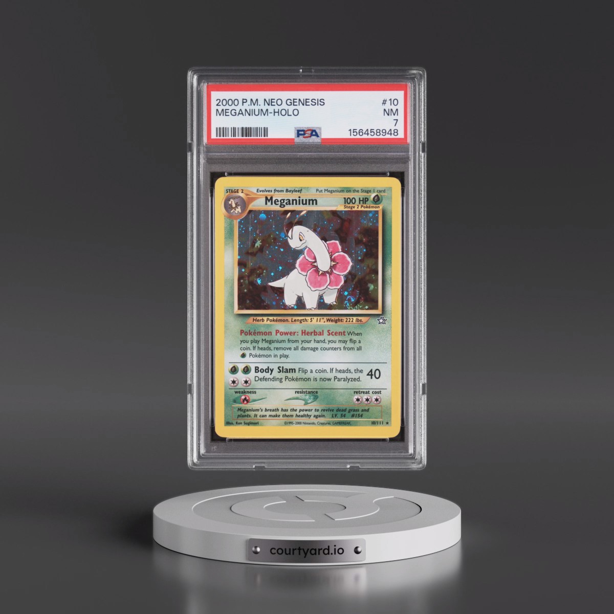 2000 Pokémon Neo Genesis #10 Meganium - Holo (PSA 7 NM)