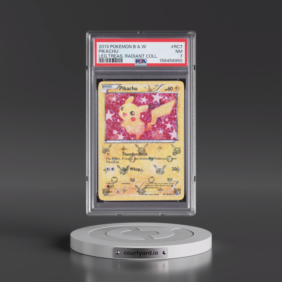 2013 Pokémon Black & White Legendary Treasures Radiant Collection #RC7 Pikachu (PSA 7 NM)