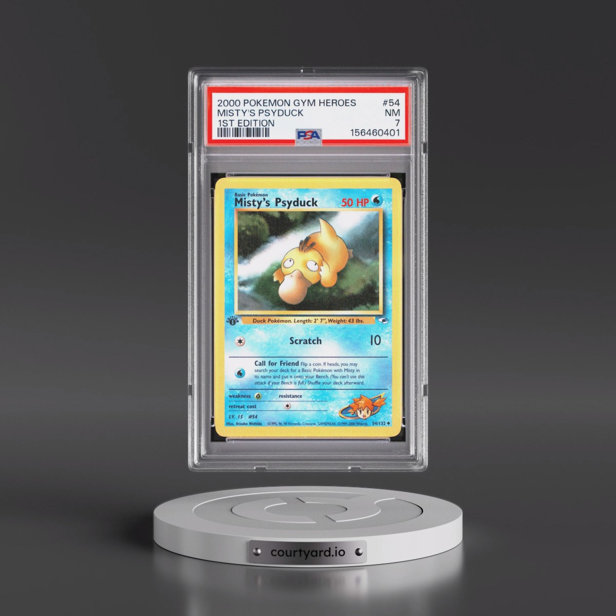 2000 Pokémon Gym Heroes #54 Misty's Psyduck - 1st Edition (PSA 7 NM)
