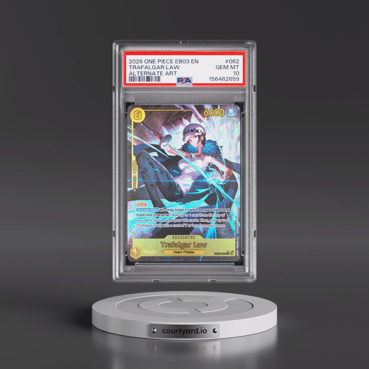 2026 One Piece EB03-Extra Booster -One Piece Heroines Edition #062 Trafalgar Law - Alternate Art (PSA 10 GEM MINT)