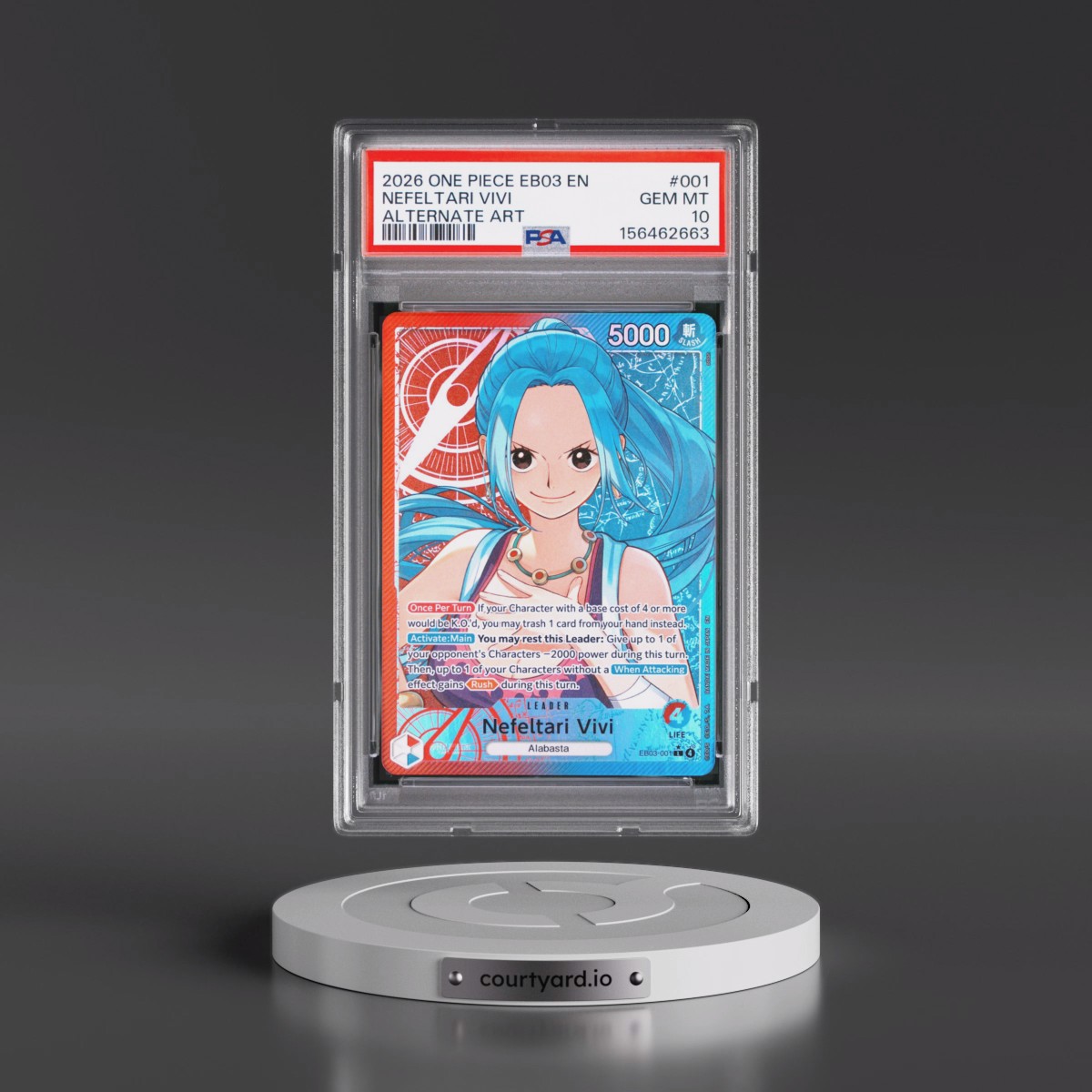 2026 One Piece EB03-Extra Booster -One Piece Heroines Edition #001 Nefeltari Vivi - Alternate Art (PSA 10 GEM MINT)