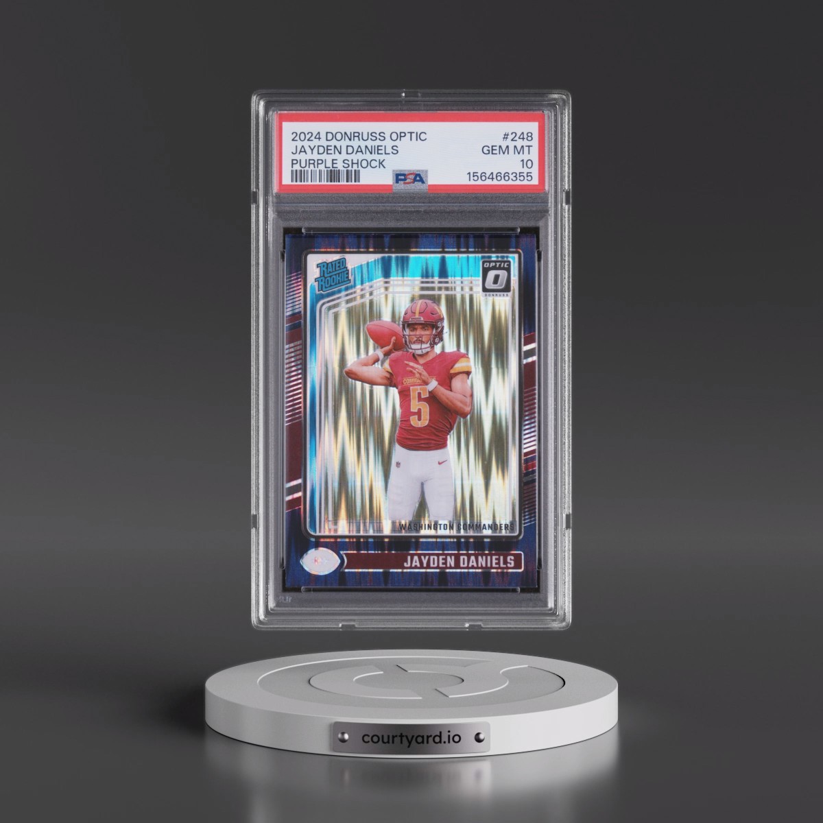 2024 Panini Donruss Optic #248 Jayden Daniels - Purple Shock (PSA 10 GEM MINT)