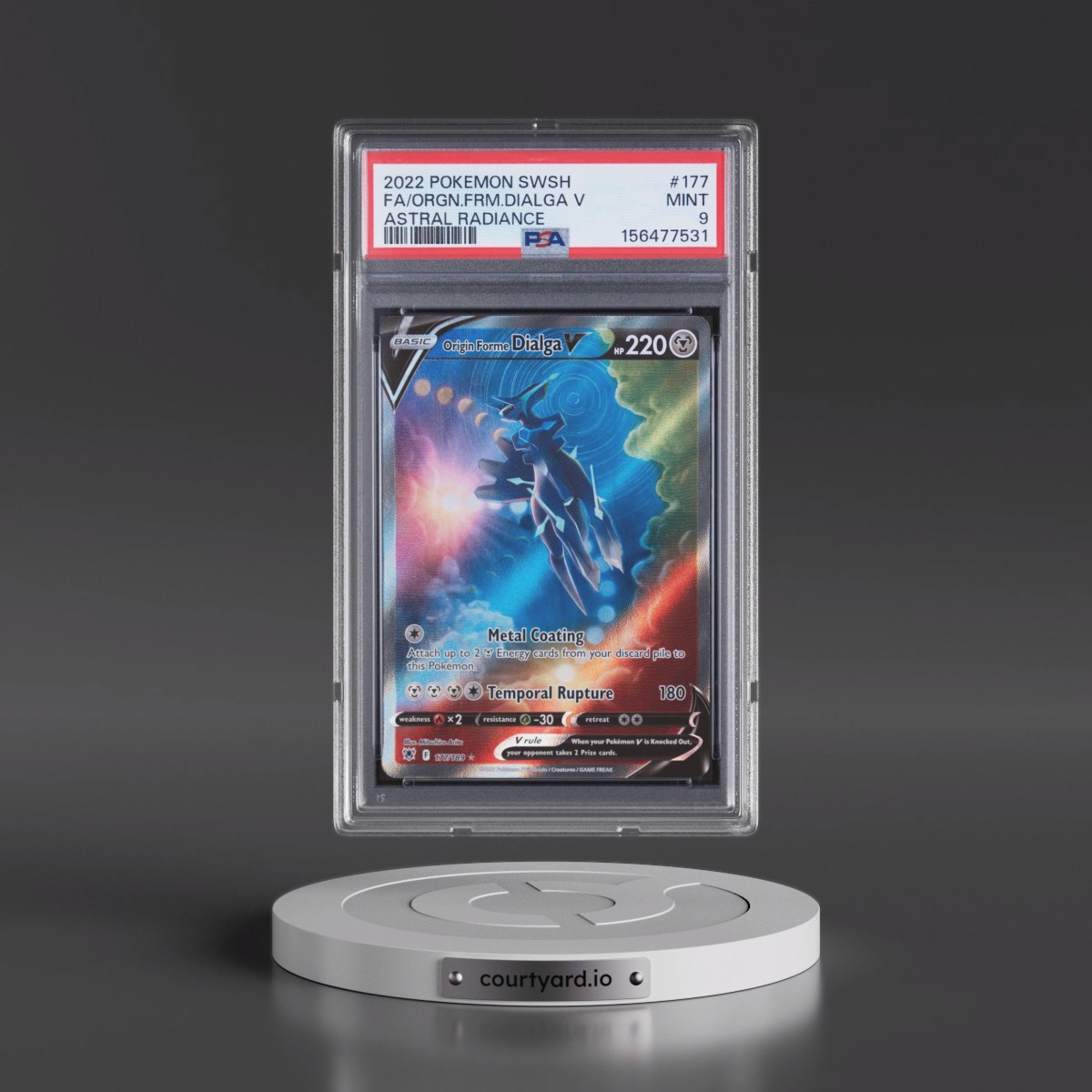 2022 Pokémon Sword & Shield Astral Radiance #177 Origin Forme Dialga V - Holo Full Art (PSA 9 MINT)