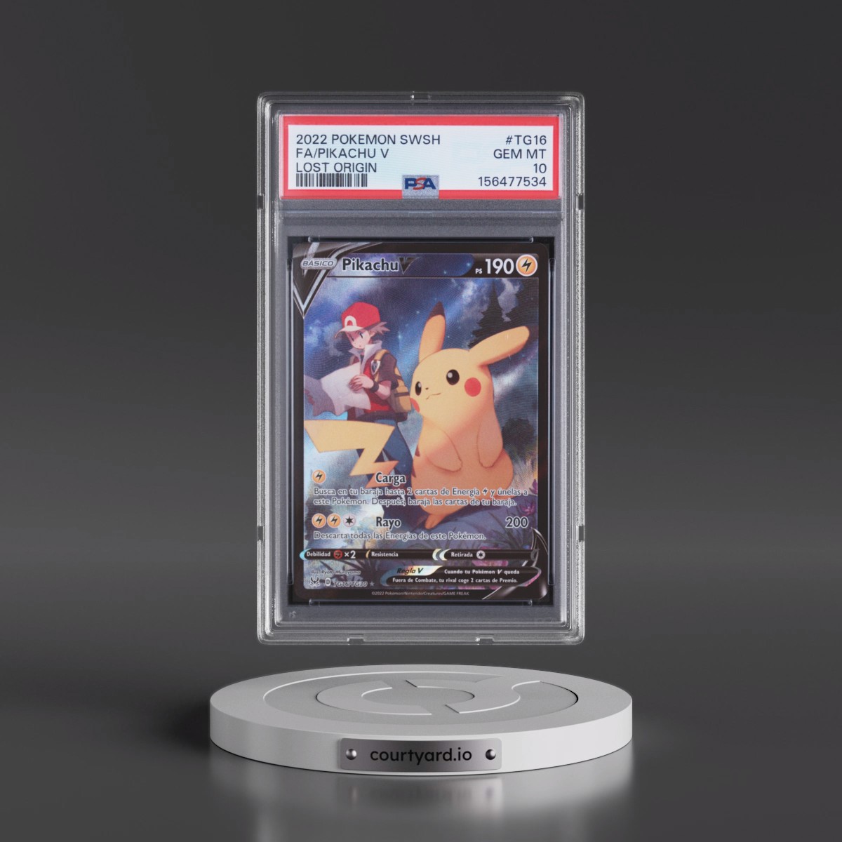2022 Pokémon Sword & Shield Lost Origin Pikachu V - Holo Full Art #TG16 PSA 10
