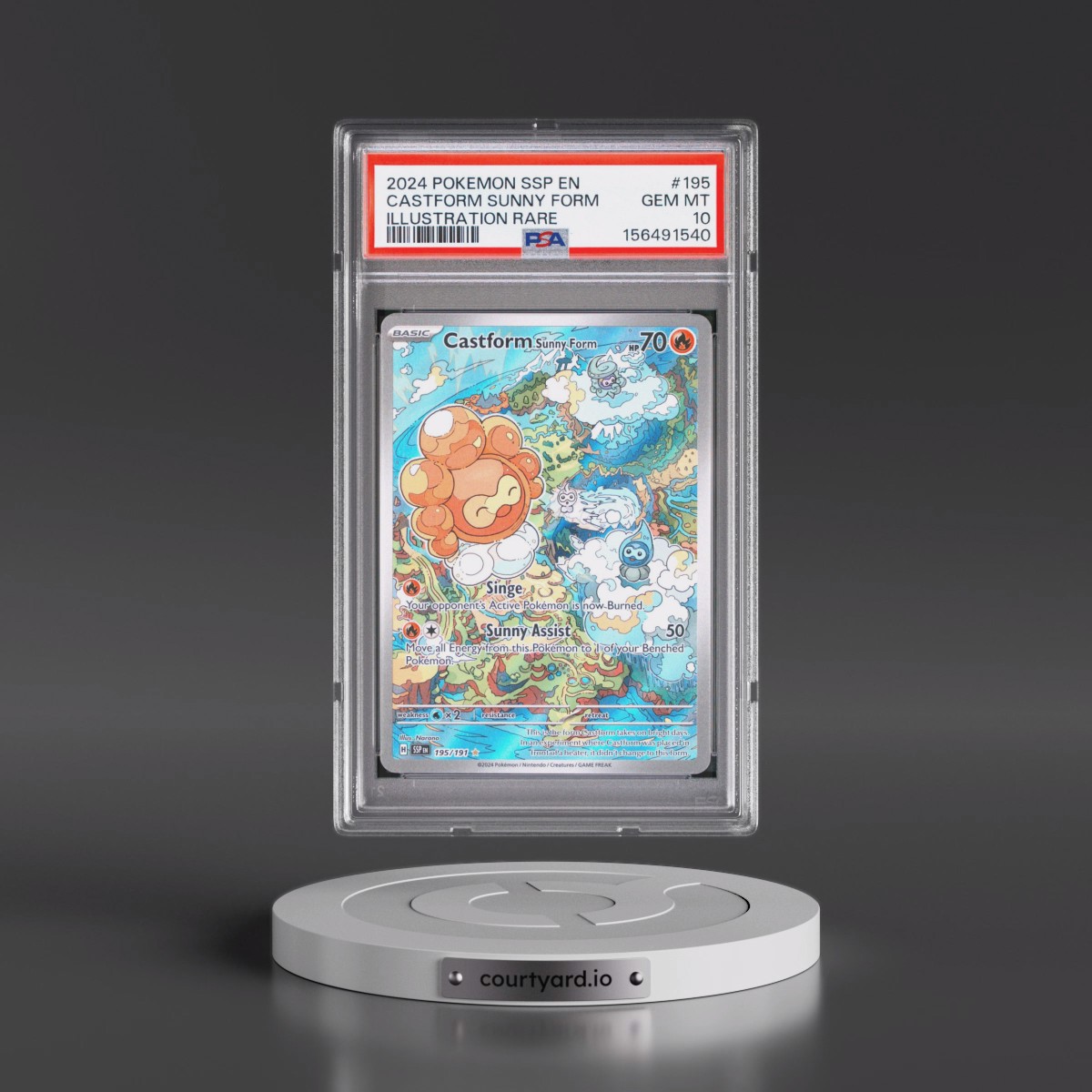2024 Pokémon Ssp EN-Surging Sparks #195 Castform Sunny Form - Illustration Rare (PSA 10 GEM MINT)