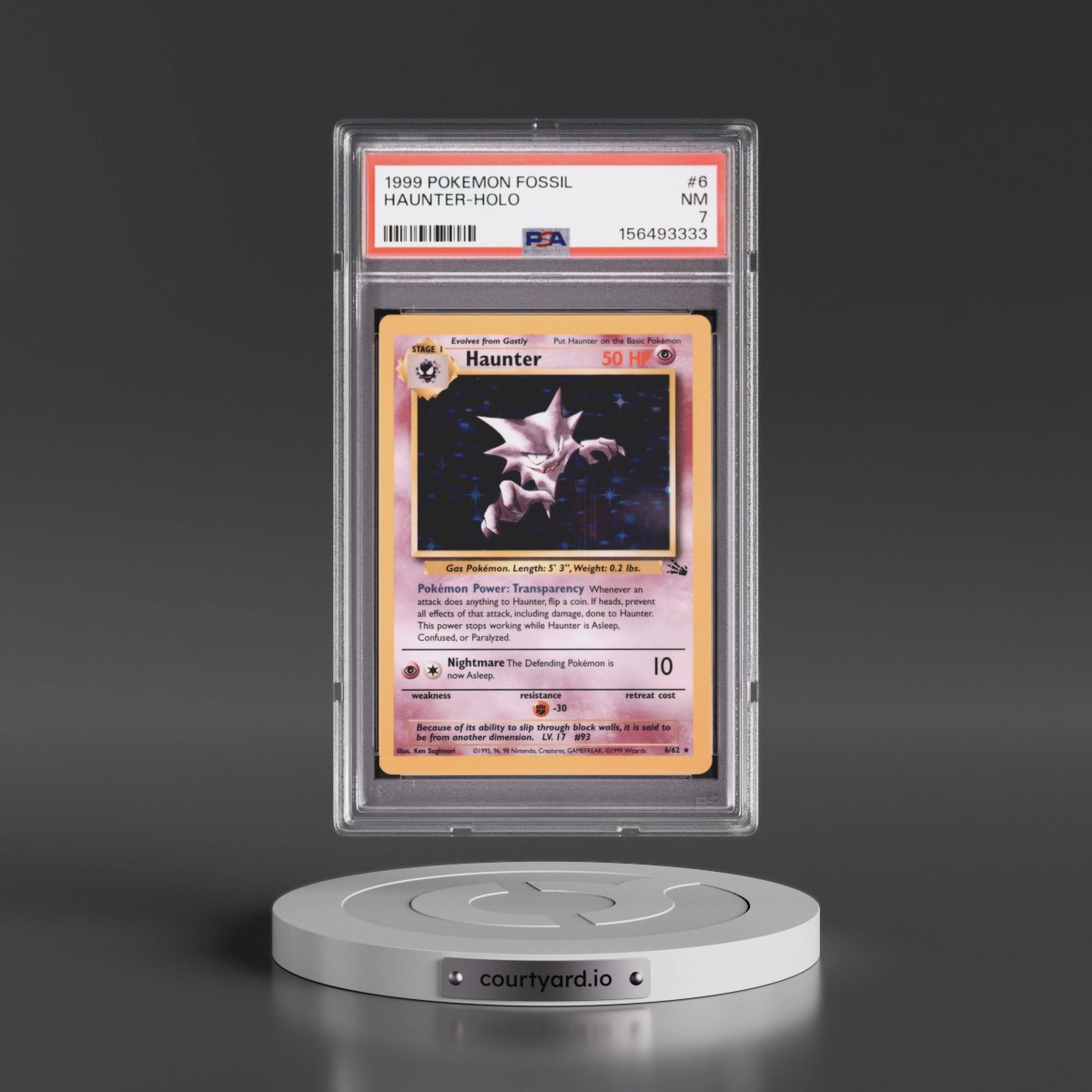 1999 Pokémon Fossil #6 Haunter - Holo (PSA 7 NM)