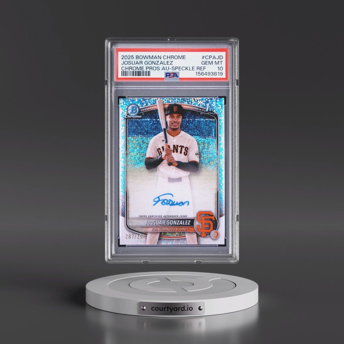 2025 Bowman Chrome Prospect Autographs #CPAJD Josuar Gonzalez - Speckle Refractor (PSA 10 GEM MINT)