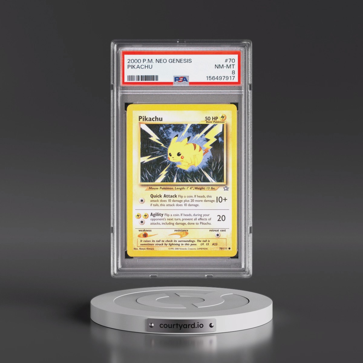 2000 Pokémon Neo Genesis #70 Pikachu (PSA 8 NM-MT)