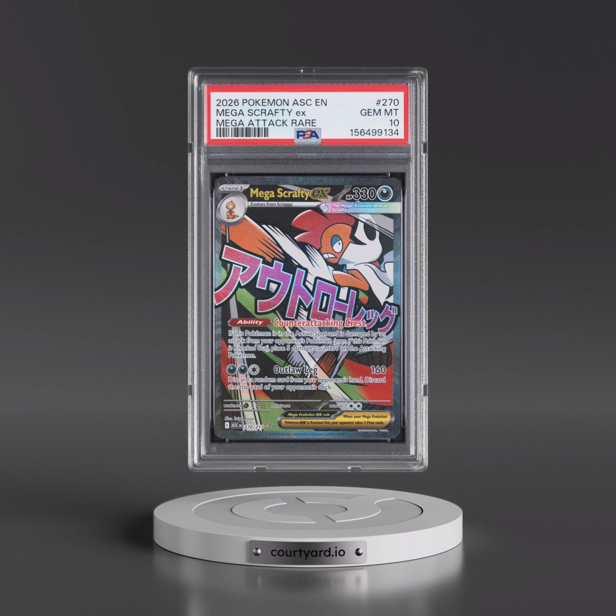 2026 Pokémon Asc EN-Ascended Heroes #270 Mega Scrafty EX - Holo Mega Attack Rare (PSA 10 GEM MINT)