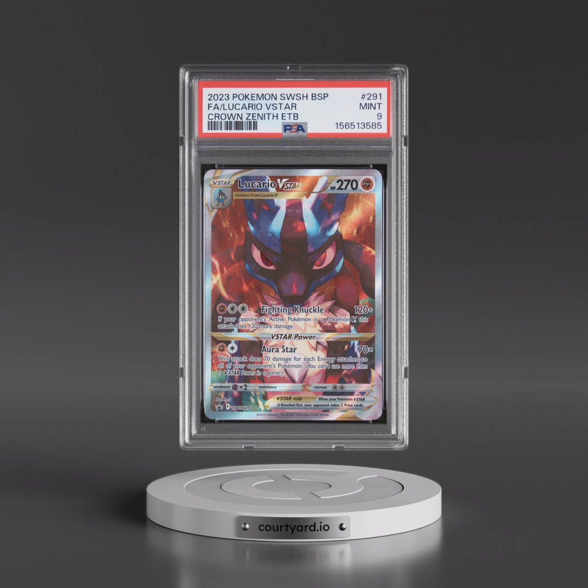 2023 Pokémon Swsh Black Star Promo #291 Lucario Vstar - Full Art Crown Zenith Elite Trainer Box (PSA 9 MINT)