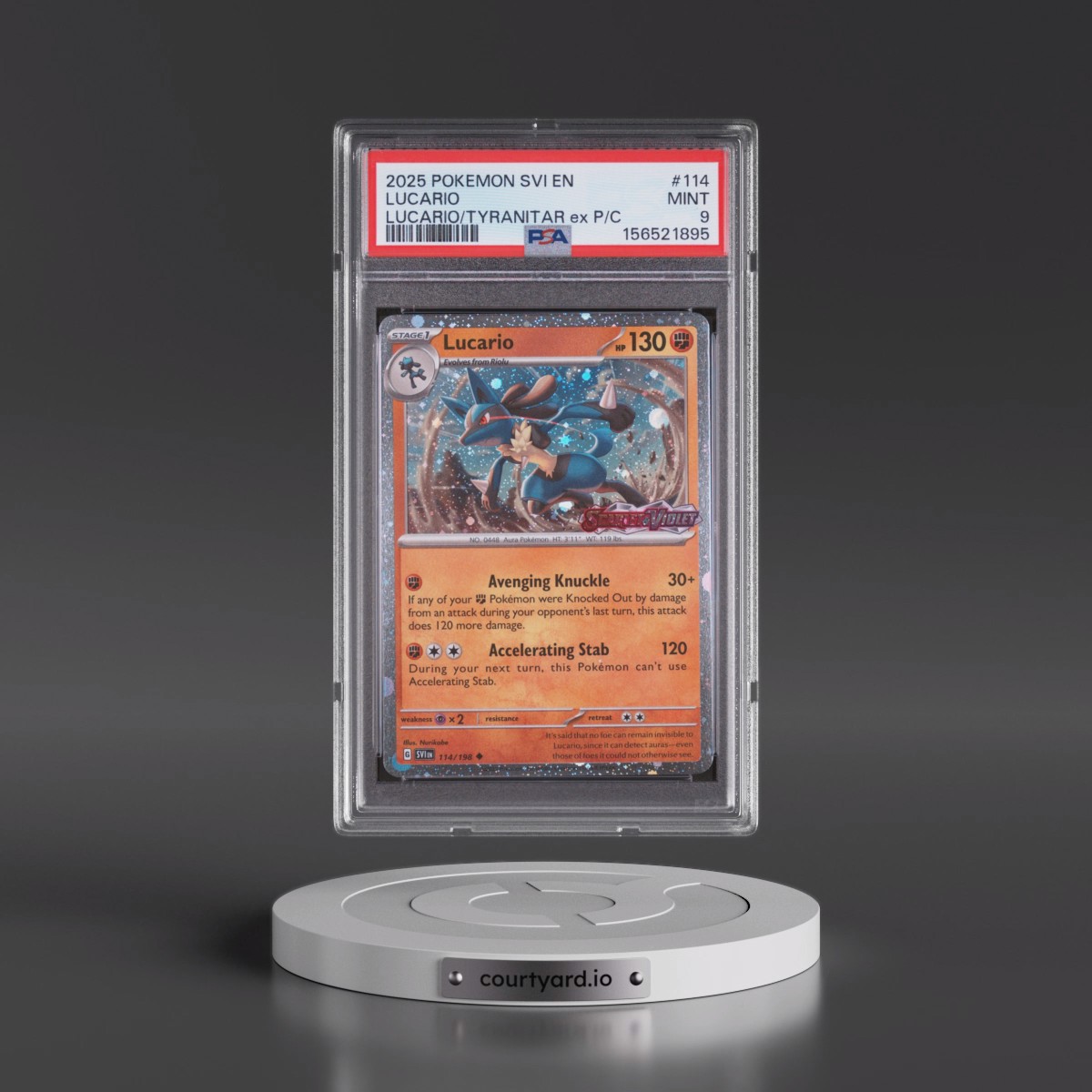 2025 Pokémon Svi EN-Scarlet & Violet #114 Lucario - Lucario EX & Tyranitar EX Premium Collection (PSA 9 MINT)