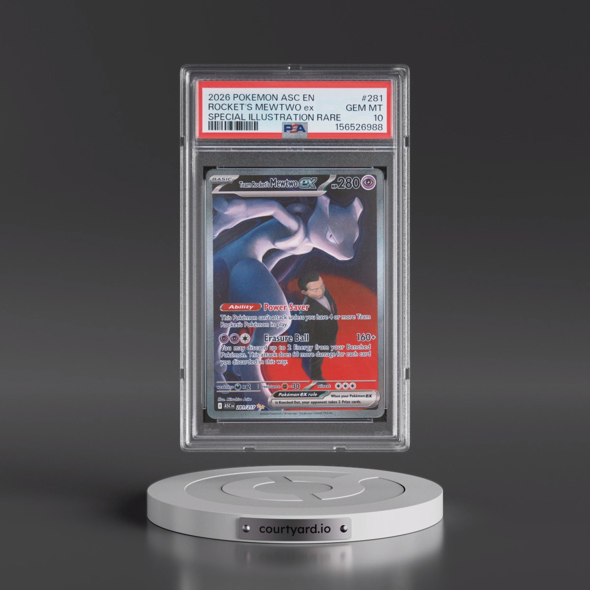2026 Pokémon Asc EN-Ascended Heroes #281 Team Rocket's Mewtwo EX - Holo Special Illustration Rare (PSA 10 GEM MINT)