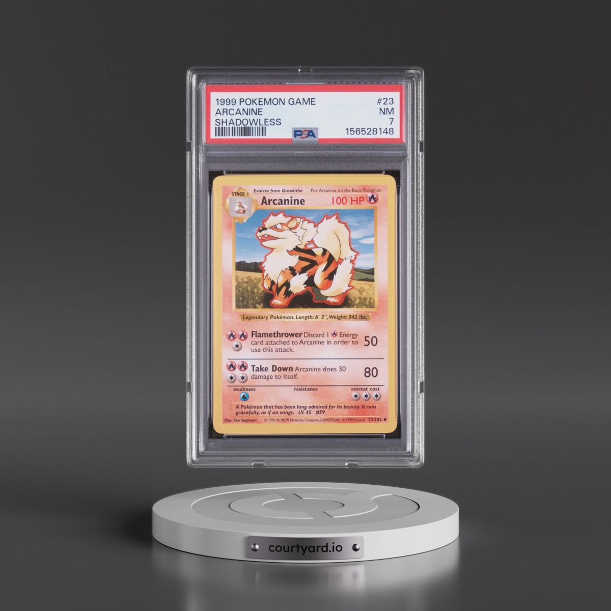 1999 Pokémon Game #23 Arcanine - Shadowless (PSA 7 NM)
