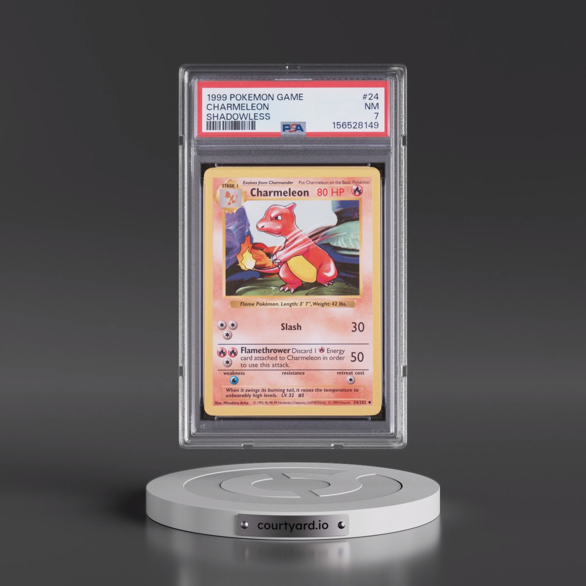 1999 Pokémon Game #24 Charmeleon - Shadowless (PSA 7 NM)