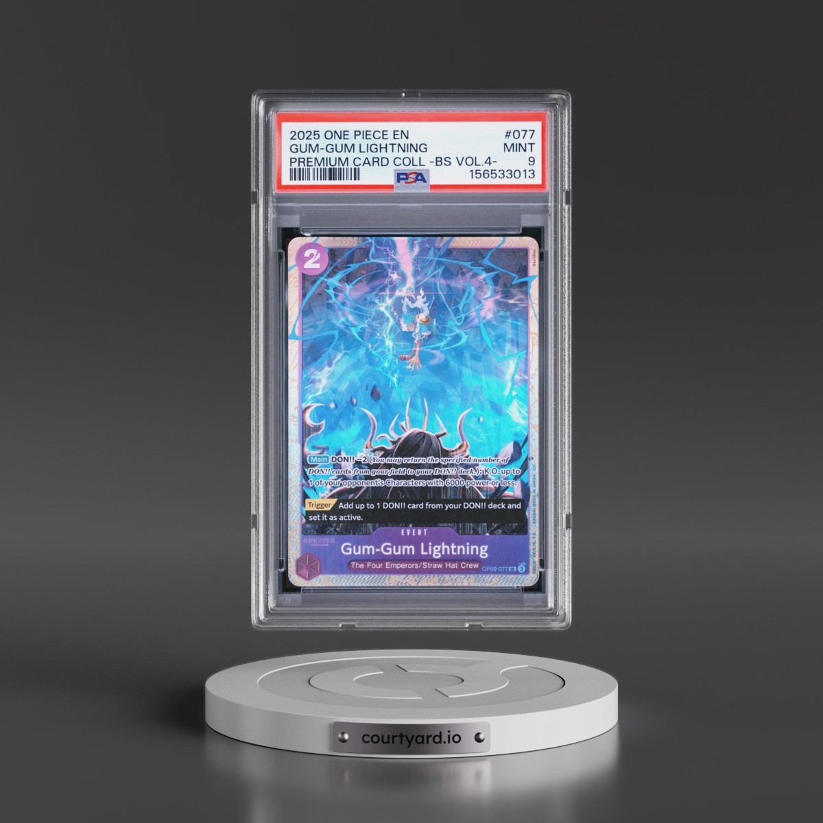 2025 One Piece Premium Card Collection -Best Selection Vol.4 #077 Gum-Gum Lightning (PSA 9 MINT)