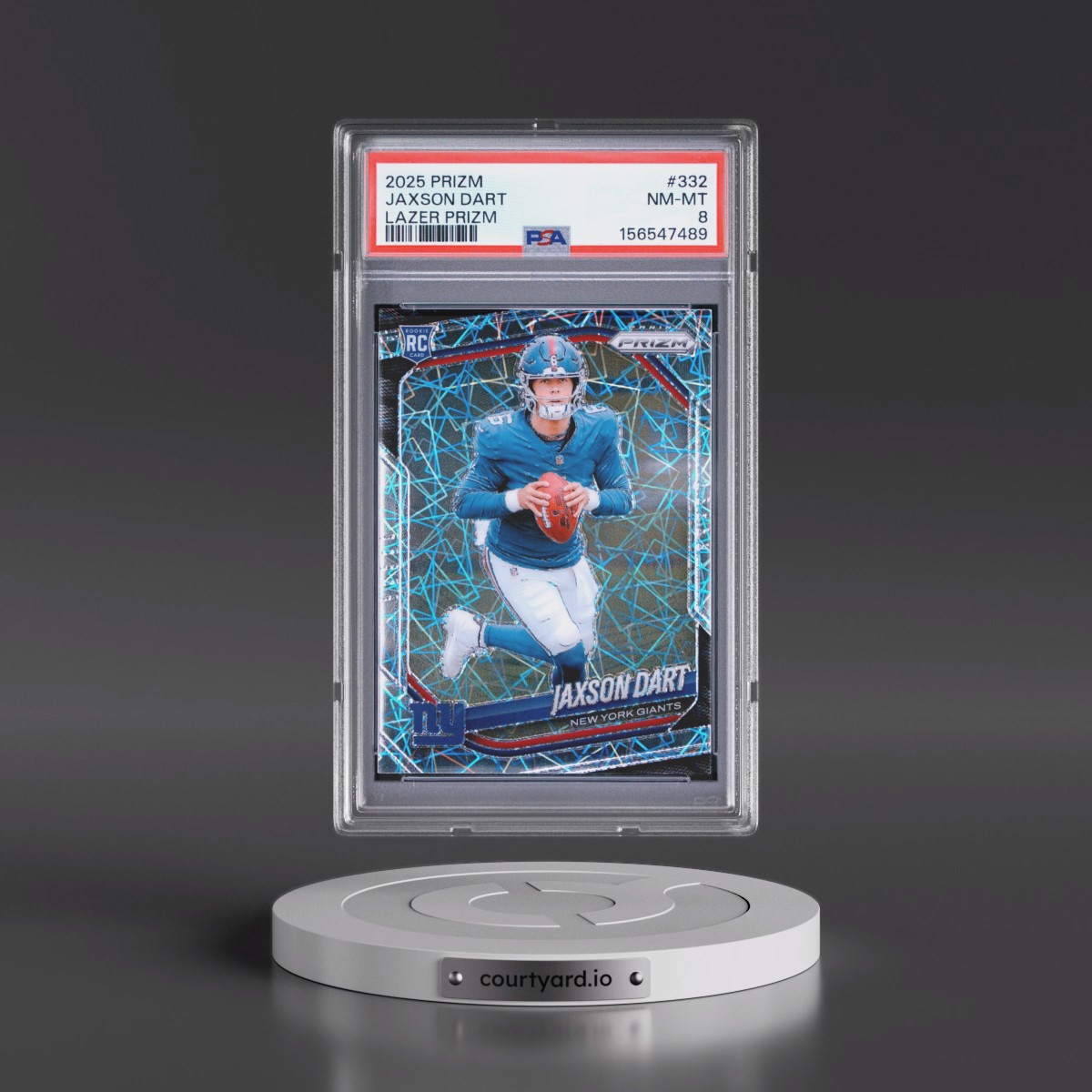 2025 Panini Prizm #332 Jaxson Dart - Lazer Prizm (PSA 8 NM-MT)