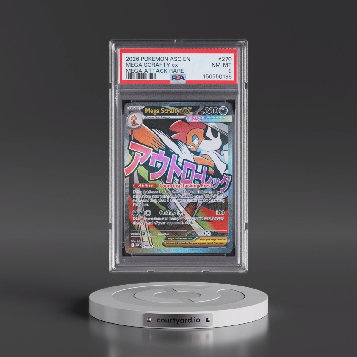 2026 Pokémon Asc EN-Ascended Heroes #270 Mega Scrafty EX - Holo Mega Attack Rare (PSA 8 NM-MT)