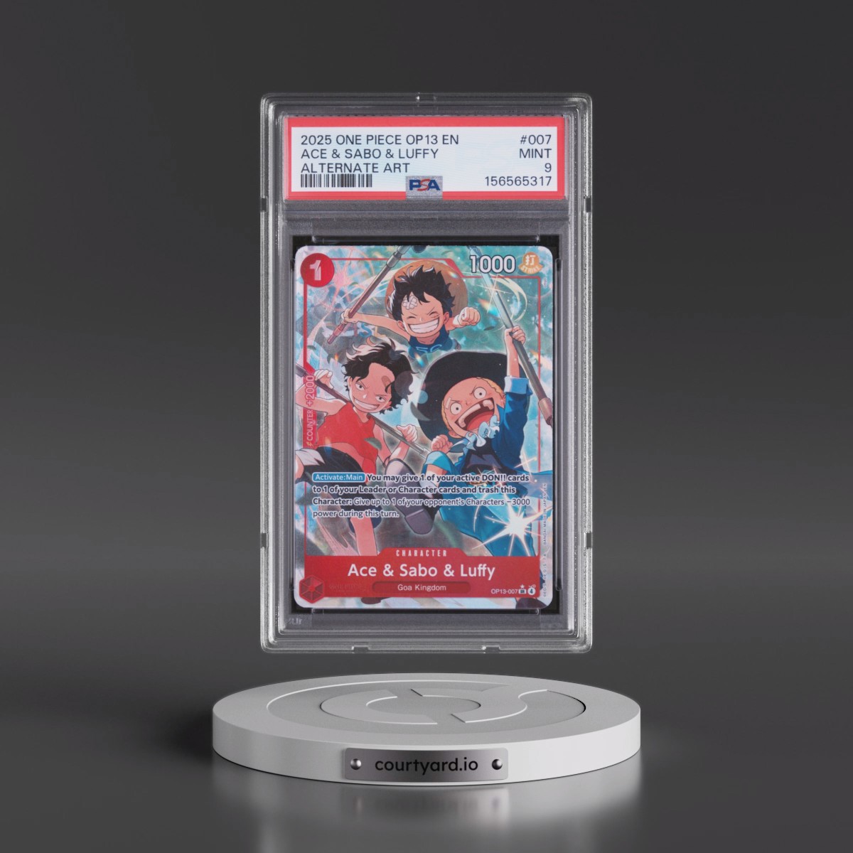 2025 One Piece OP13-Carrying on His Will #007 Ace & Sabo & Luffy - Alternate Art (PSA 9 MINT)