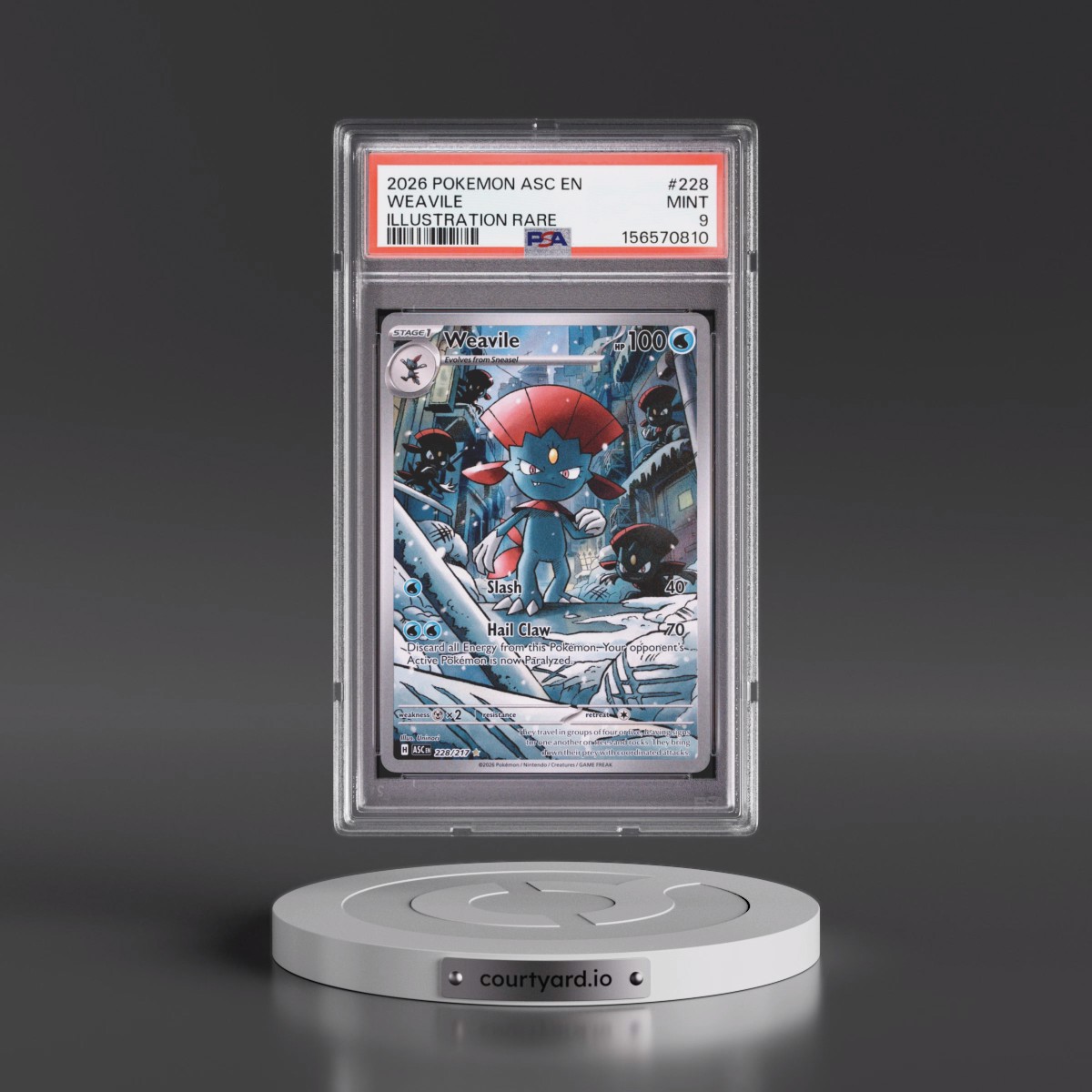 2026 Pokémon Asc EN-Ascended Heroes #228 Weavile - Illustration Rare (PSA 9 MINT)